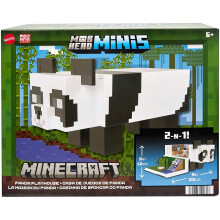 Mattel Minecraft Mob Head Minis Toys Panda Playhouse Playset y 2 figuras de acci   n de panda Brotes de bamb    extra   bles y rebanada de pastel
