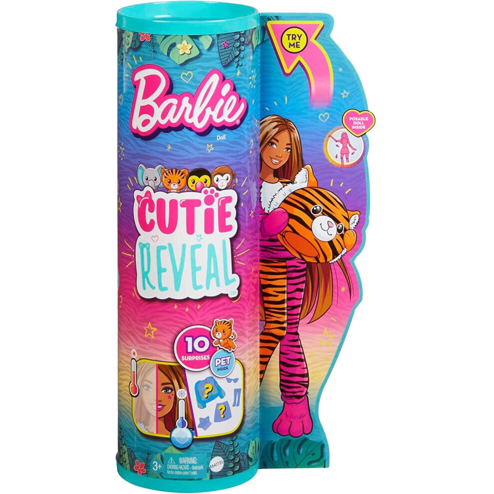 Mattel Barbie Cutie Reveal Doll With Plush Tiger Costume Toys