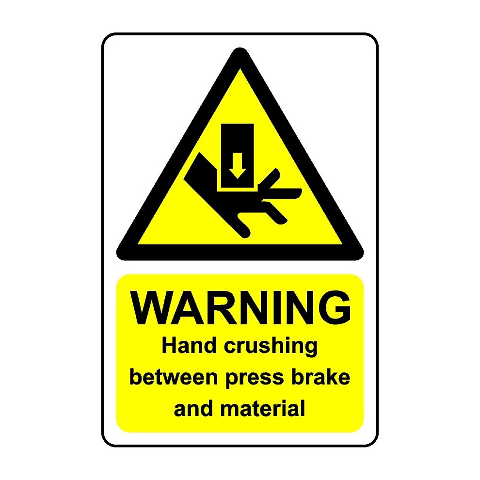 Warning hand crushing between press brake and material safety sign - 1mm Plastic sign - 200mm x 150mm-image-OPC-PBGJXHX-NEW