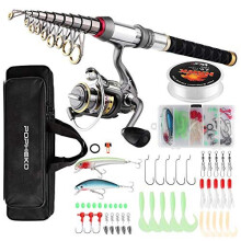 Fishing Rod Reel Combo Full Kit Telescopic Fishing Pole Set Spinning Reel Line 1.8M/5.9FT