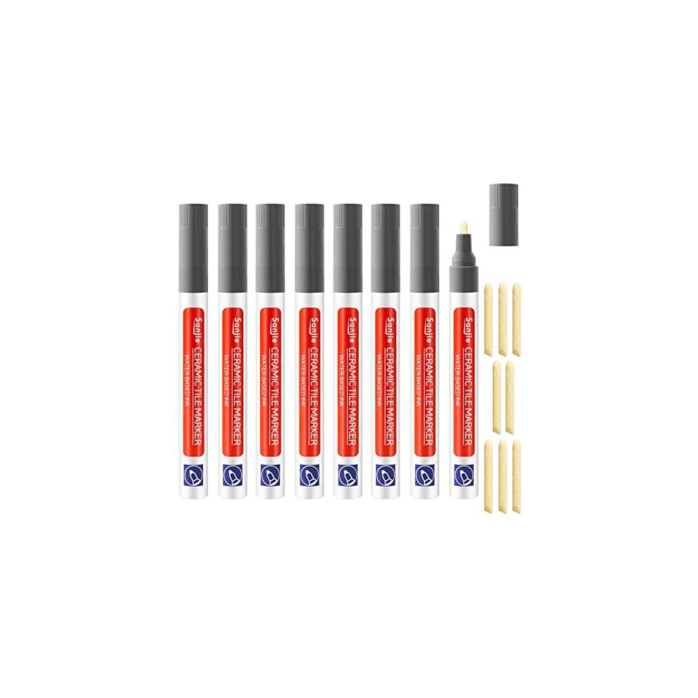 Tile Pen Grey, 8 Wall Grout Restorer Pen, Grout Reviver Pen, Grouting Filler Marker Pen With Replacement Nib Tip For Kitchen Bathroom Tiles 630148592367