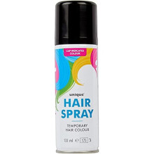 Temporary Hair Color Spray Wash Out Washable Party Fancy Dress Up Accessories Party Halloween Hairspray 133ml (1, Black HairSpray)