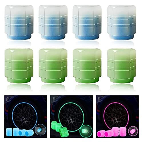 Dust Caps for Car Tyres, 12 PCS Universal Fluorescent Tire Valve Caps