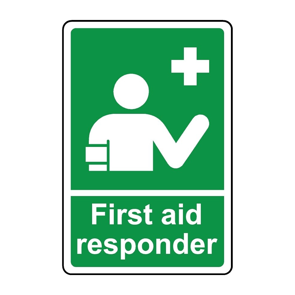First aid responder safety sign - 1mm Plastic sign - 100mm x 150mm-image-OPC-PBGK278-NEW