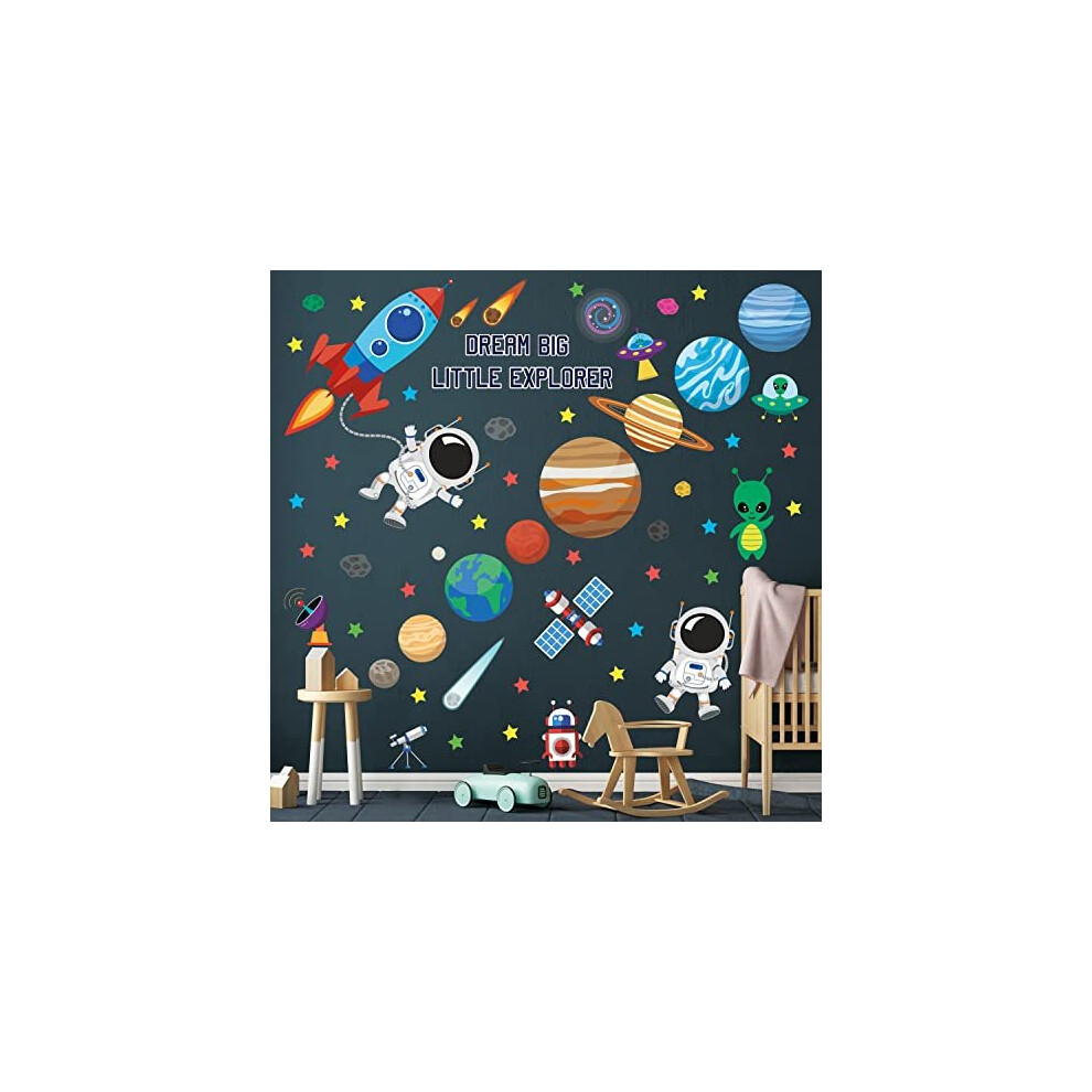 Decowall Dsl-8058 Outer Space Wall Sticker Decals Decals Peel And Stick Removable For Nursery Bedroom Living Room Art Murals Decorations