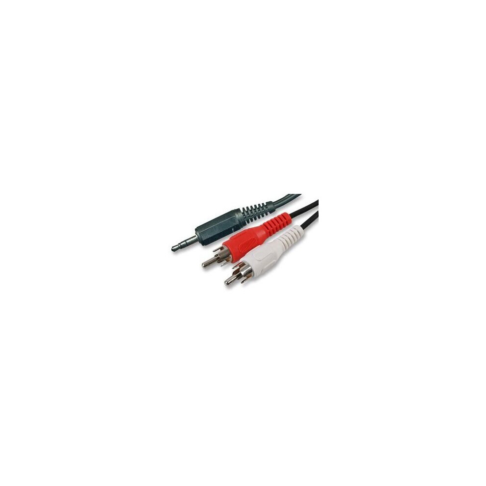 World of Data 3.5mm Mini Jack Stereo to Twin RCA Phono Red White/Black Aux Audio Lead Cable - 2m