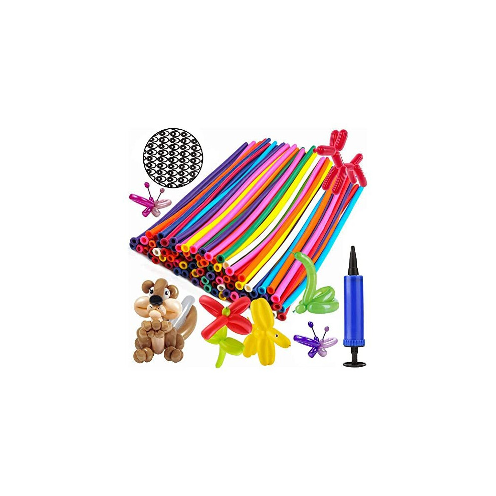 200 Pieces Modelling Balloons Kit with Pump Long Magic Balloons 260q balloons Assorted Colours balloon modelling for For Decorations, Kids B