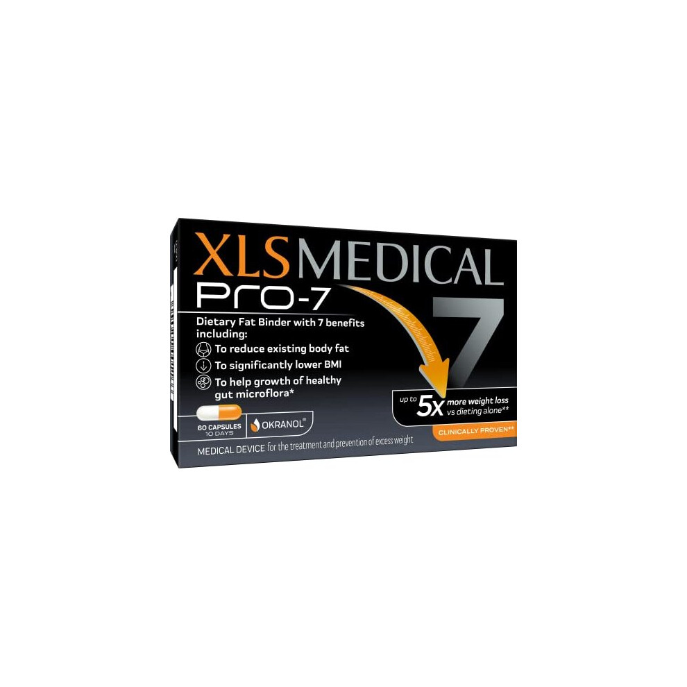 XLS Medical PRO-7 - Weight Loss Pills - Up to 5X More Weight Loss Versus Dieting Alone, 7 Clinically Proven Benefits - 60 Capsules - 10 Day