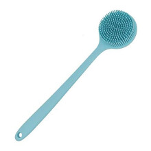 DNC Silicone Back Scrubber for Shower Soft Bath Body Brush with Long Handle, BPA-Free, Hypoallergenic, Eco-Friendly (Blue)