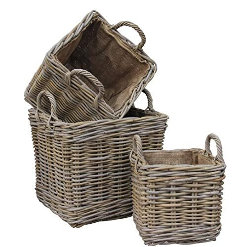 Very Strong Excellent Quality Lined Square Log Basket / Storage Basket 1