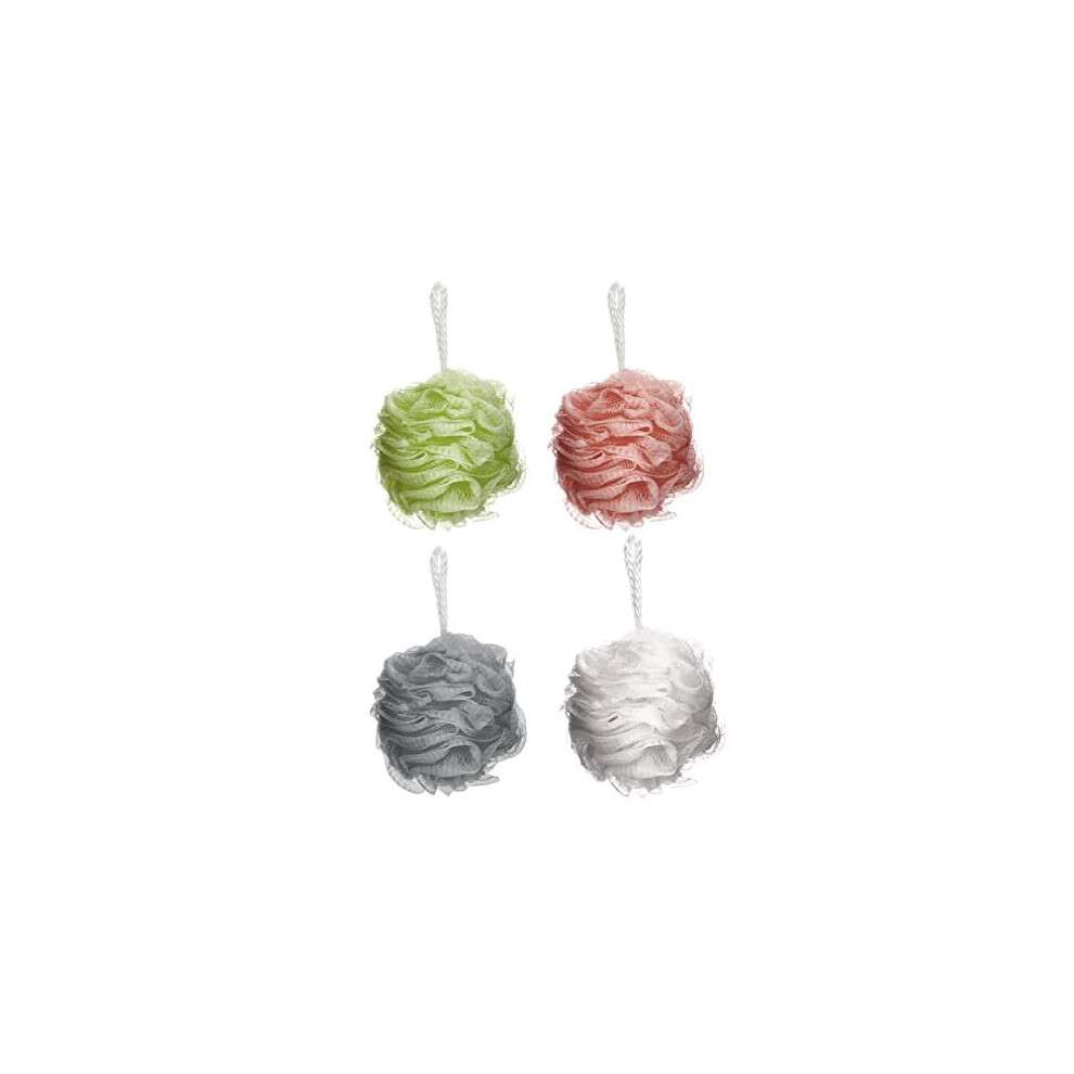 Elysium Spa Pack 4 Mesh Exfoliating Bath & Shower Body Puff Sponges