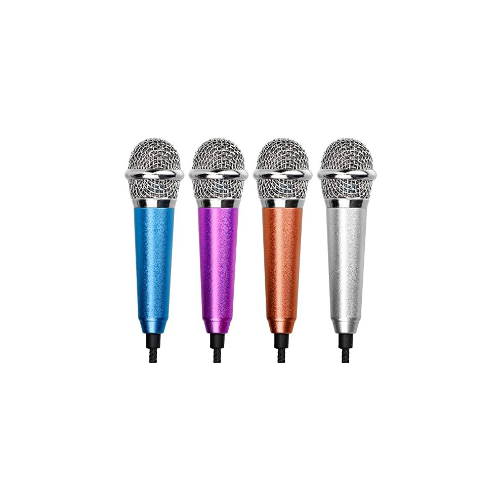 4 PCS Mini Microphone Portable Vocal Microphone Mini Karaoke Microphone for Mobile Phone Laptop Notebook(4 Colors)