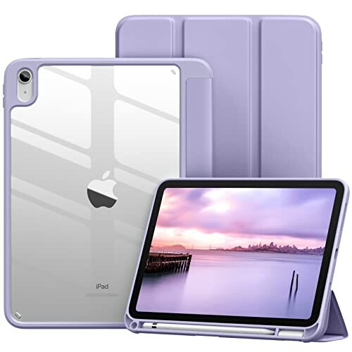 Vobafe for iPad 10th Generation Case 2022 with Apple Pencil Holder, PC Crystal Clear Back Soft TPU Cover Trifold Stand for iPad 10 (10.9 Inc
