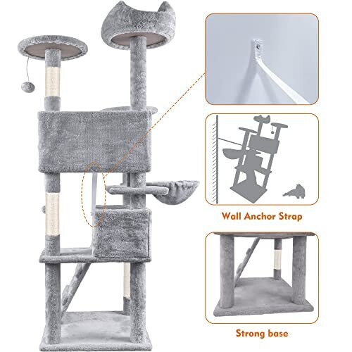 HOMIDEC Cat Tree, 151cm Cat Scratching Post Stable Cat Tower for Large Cat, Activity Centre Cat