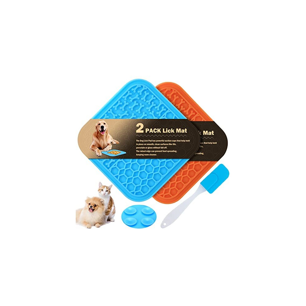 3 Pcs Licky Mats for Dogs 2 Dog Lick Mats with 1 Silicone Spatula Dog Lick Pad with Strong Suction Suitable for Pet Bathing Grooming Trainin