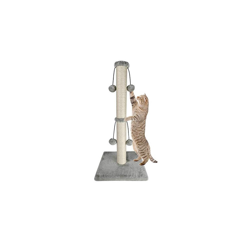 Dimaka 74cm Tall Cat Scratching Post, Scratch Post for Large Cats with 4 Teasing Hanging Ball, Natural Sisal Rope (Vertial Tree)