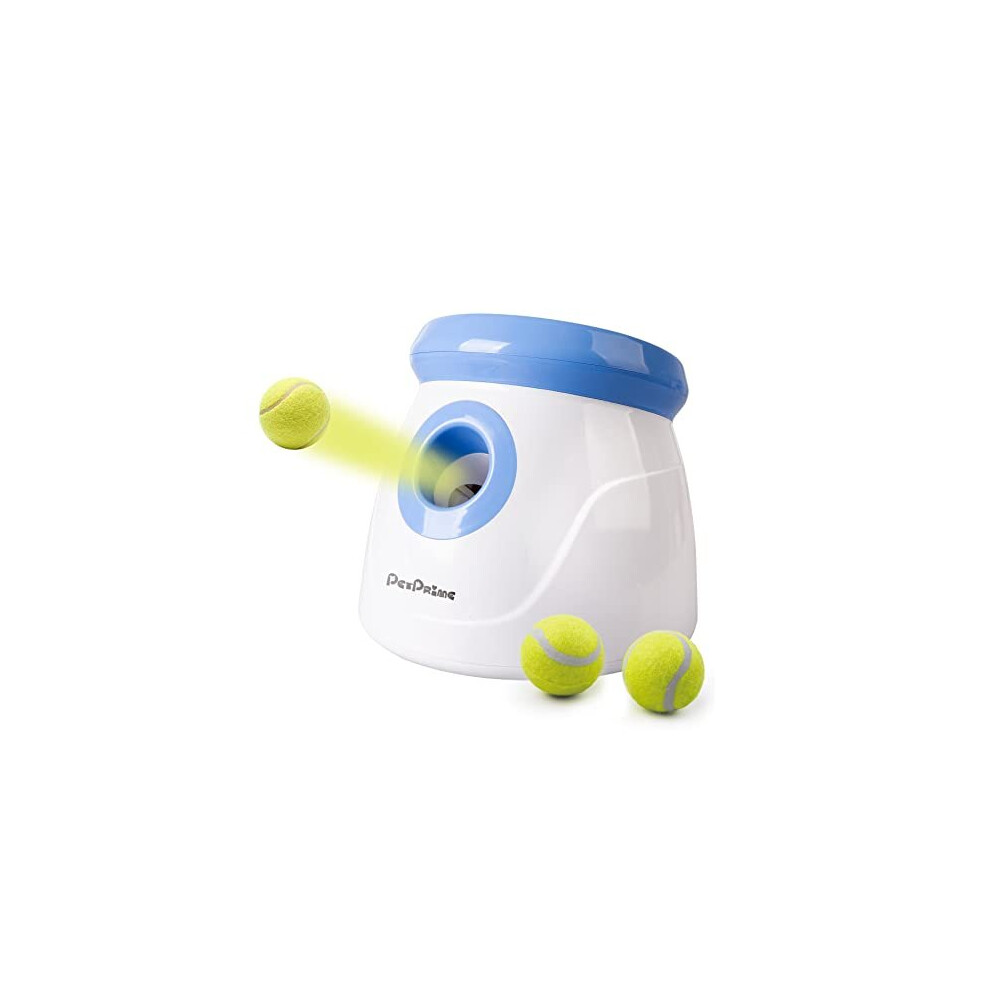 Pet Prime Automatic Dog Ball Launcher - Dog Ball Thrower, Interactive Puppy Pet Fetch Toy, Dog Ball Throwing Machine, 3 Tennis Balls Include