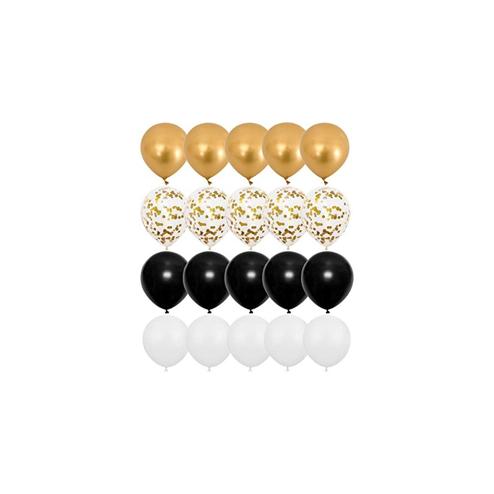 OTMVicor Metallic Gold Balloons,20 pcs Black and White Balloons,12 inch Confetti Balloons for Party