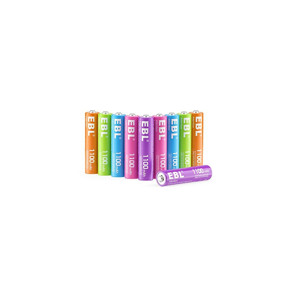 EBL AAA 1100mAh Ni-Mh Rechargeable Batteries, 10 Pack AAA Batteries with Storage Cases