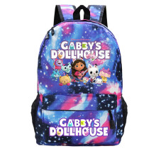 (Blue) Gabbys Backpack Dollhouse Schoolbag Students Kids Boys Kindergarten Girls