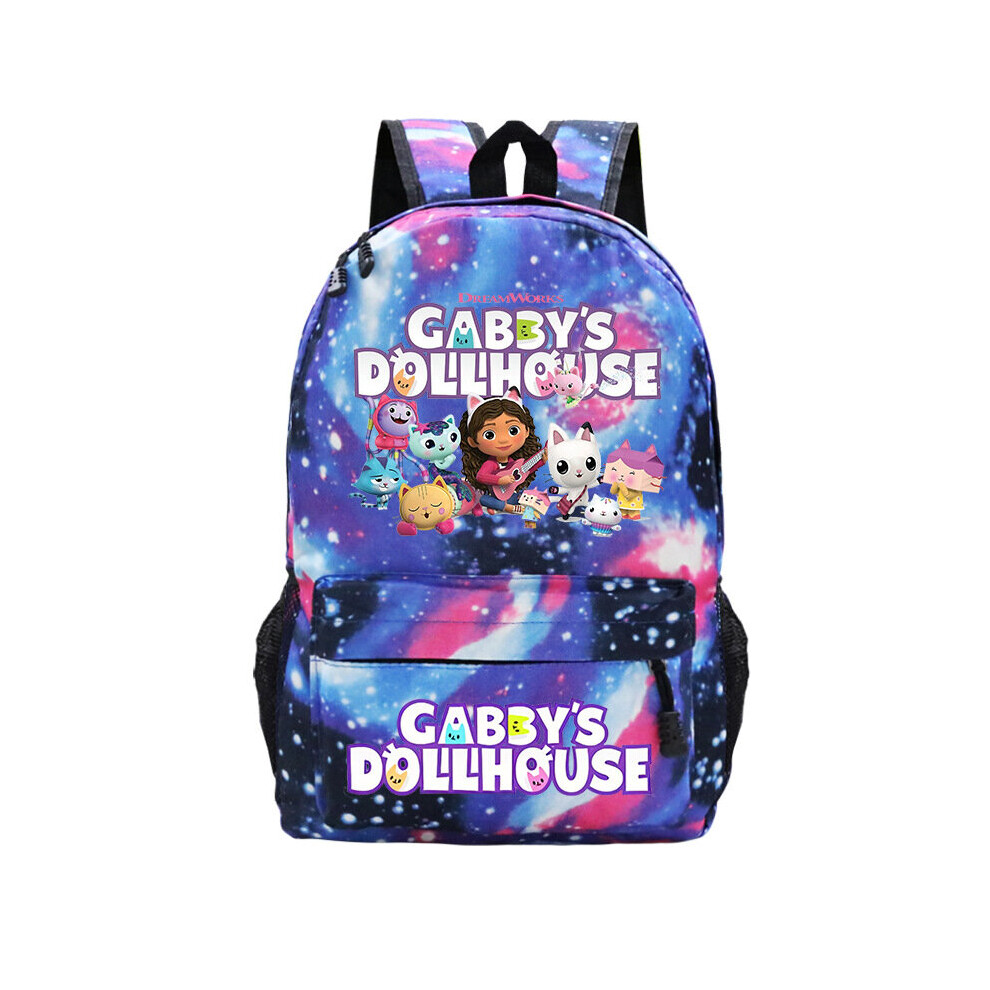 (Blue) Gabbys Backpack Dollhouse Schoolbag Students Kids Boys Kindergarten Girls Blue