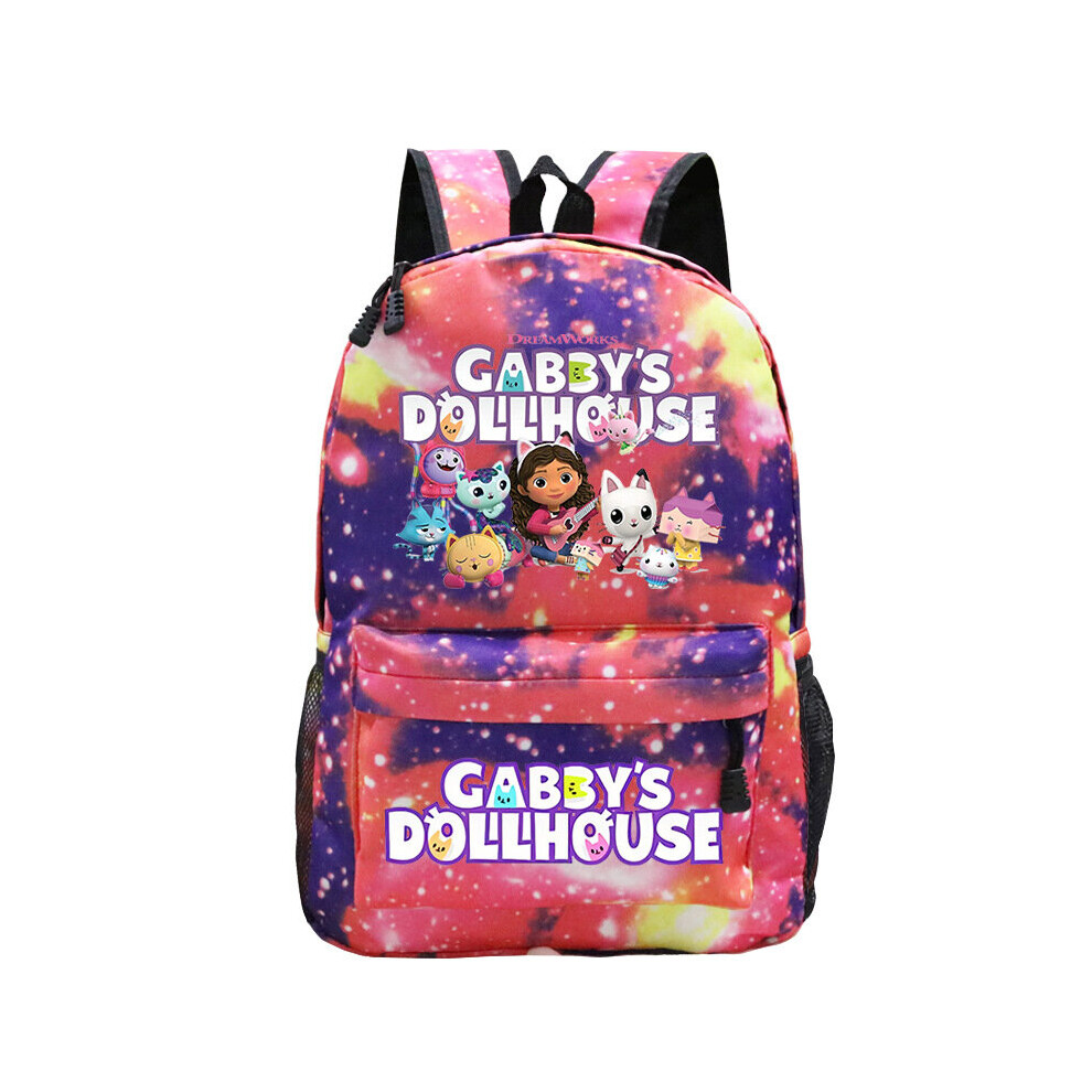 (Pink) Gabbys Backpack Dollhouse Schoolbag Students Kids Boys Kindergarten Girls