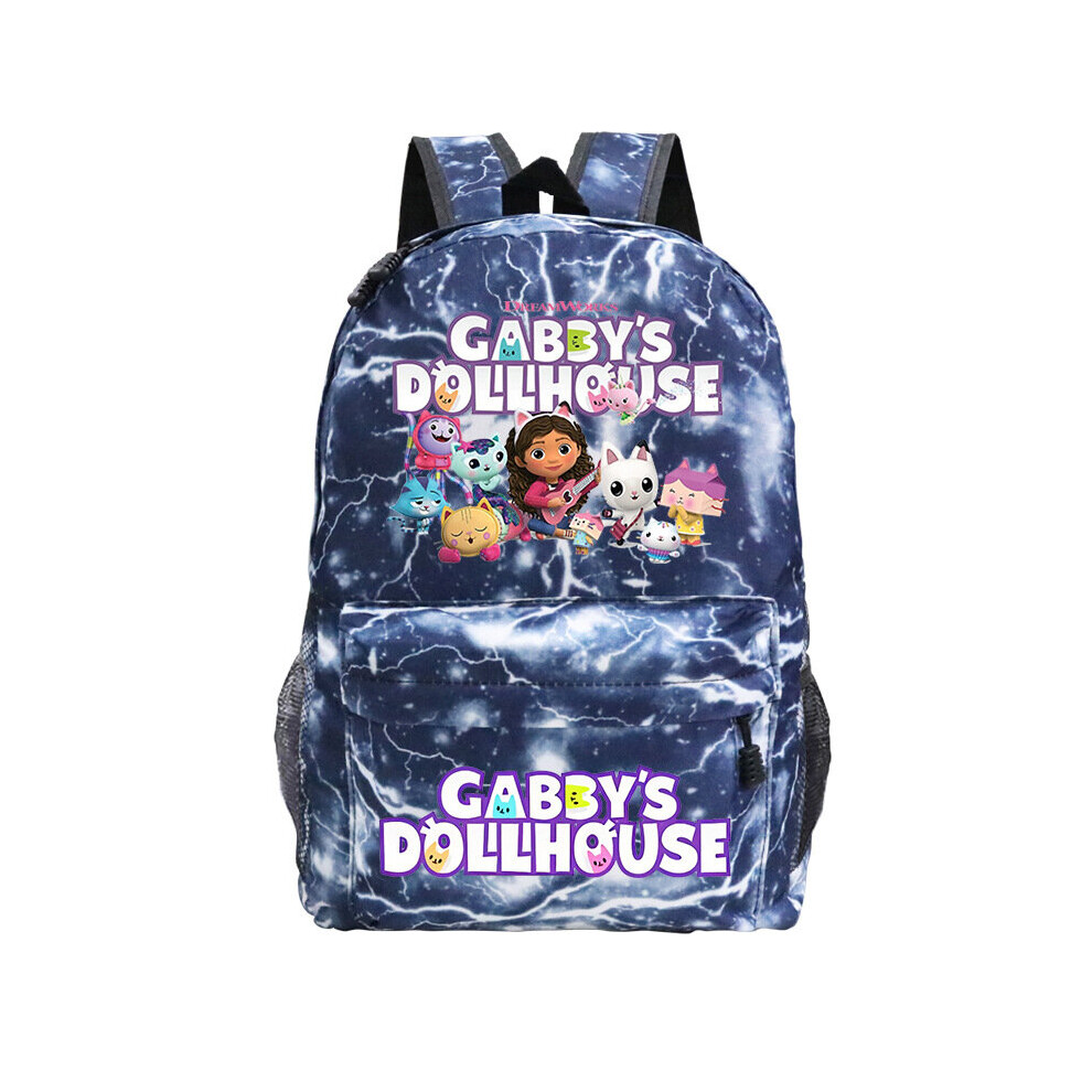 (BlackBlue) Gabbys Backpack Dollhouse Schoolbag Students Kids Boys Kindergarten Girls