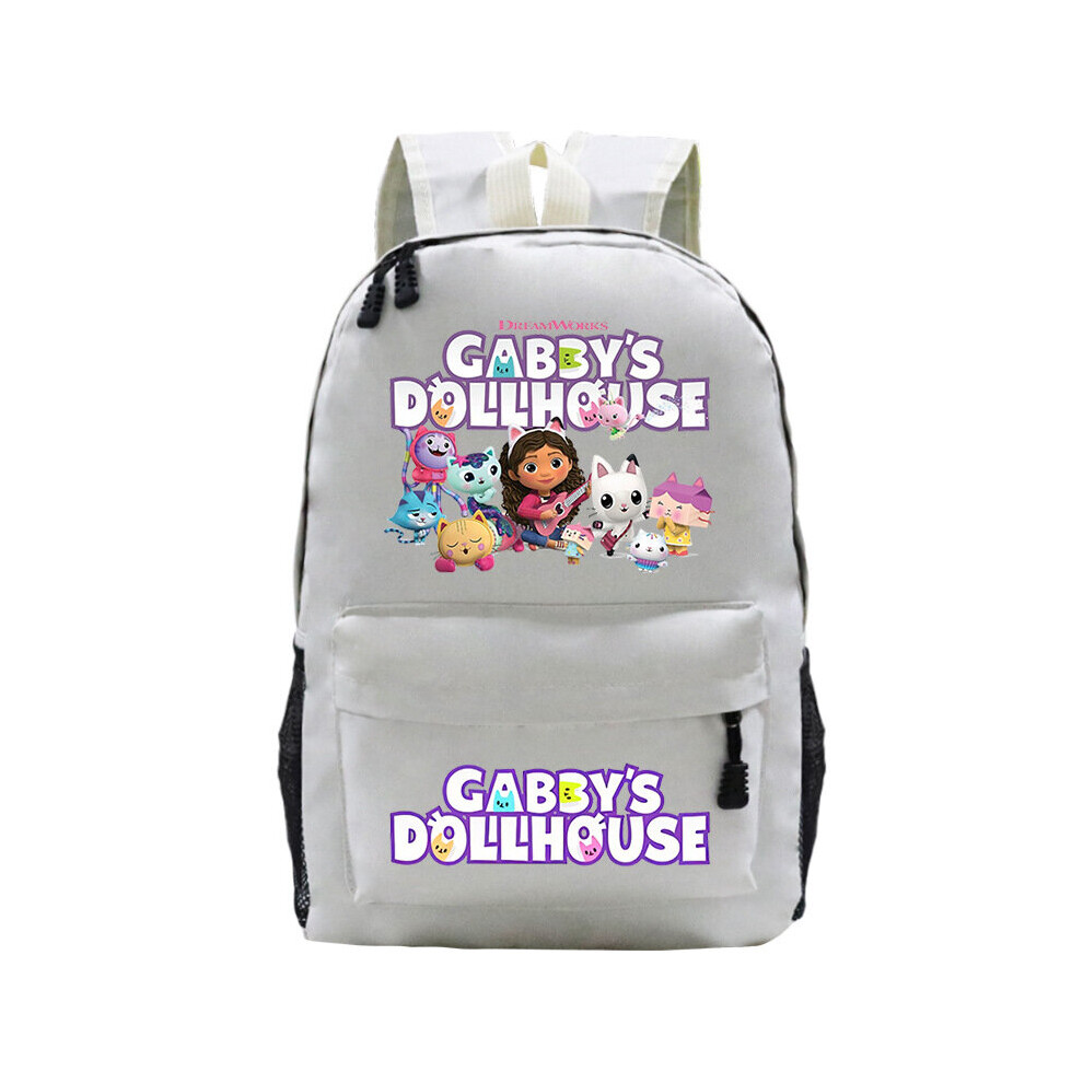 (Beige) Gabbys Backpack Dollhouse Schoolbag Students Kids Boys Kindergarten Girls Cream