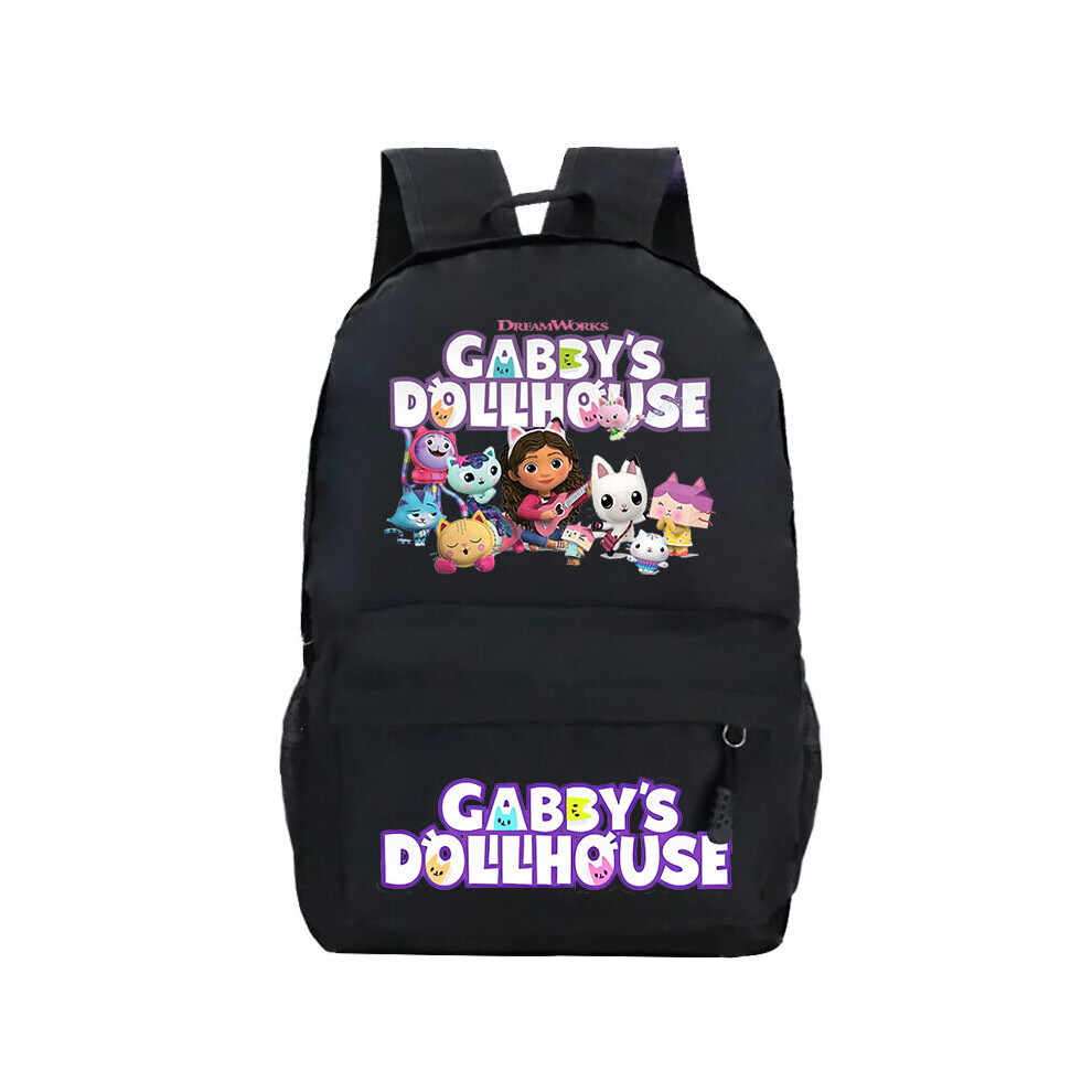 (Black) Gabbys Backpack Dollhouse Schoolbag Students Kids Boys Kindergarten Girls Black
