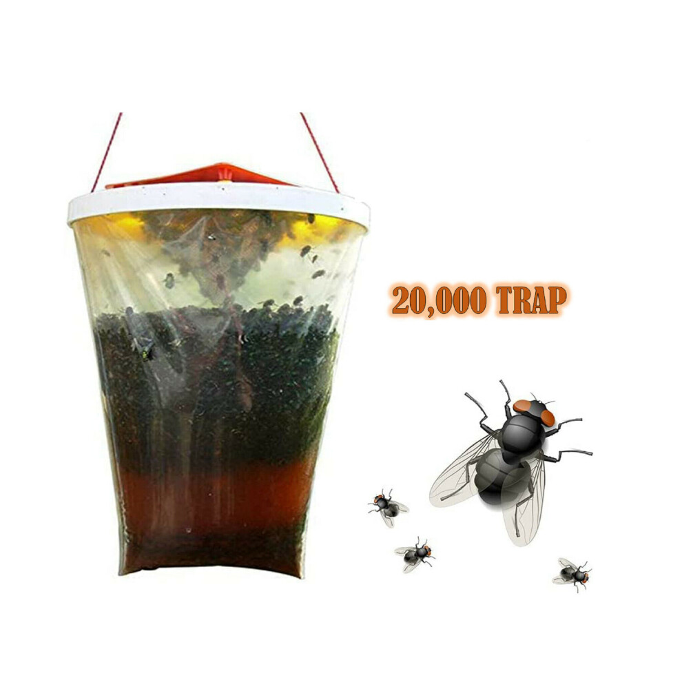 2 x FLY TRAP BAG Traps CATCHER Kills 20,000 Flies Insects Pest Killer Control
