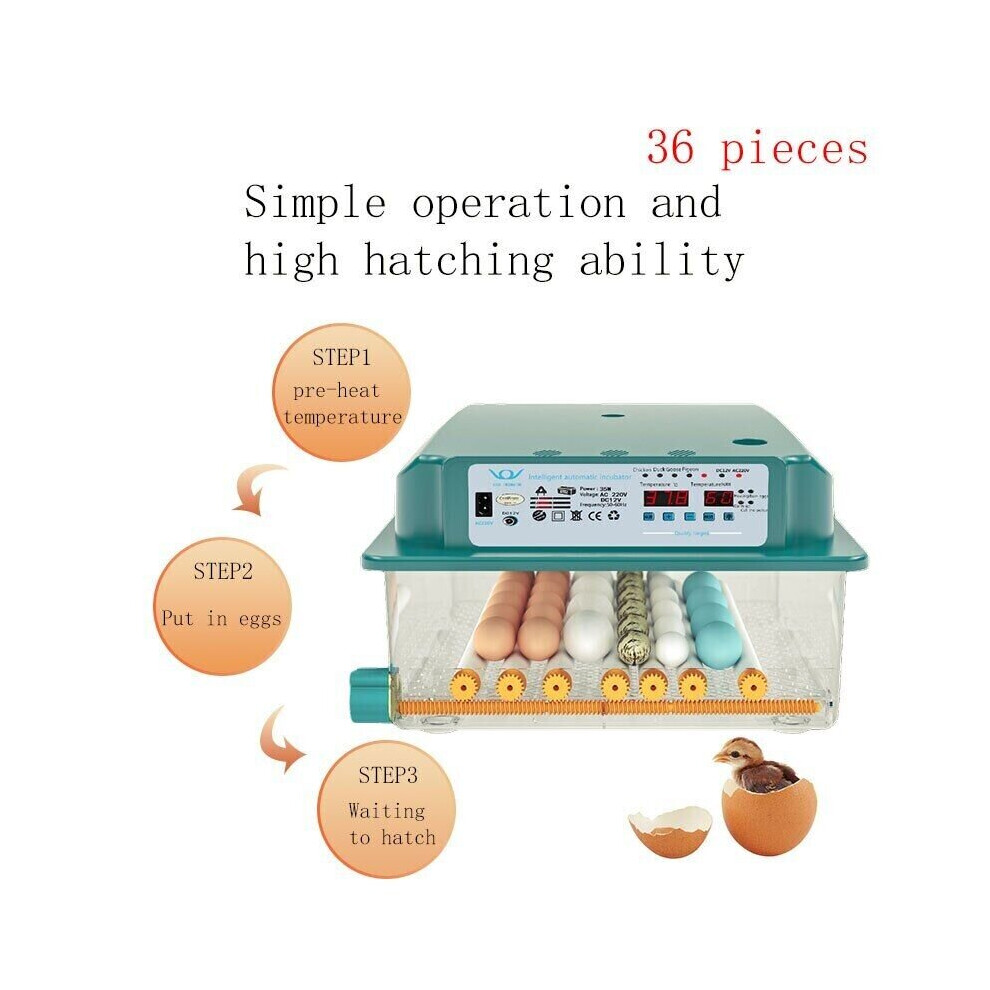 (  36 pcs) Digital Egg Incubator Temperature Control Turning Chicken Hatcher Automatic