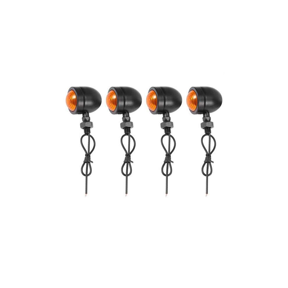 4Pcs Motorcycle Turn Signal Indicator Lamp Blinker For Chopper Black/Light 4762016973612