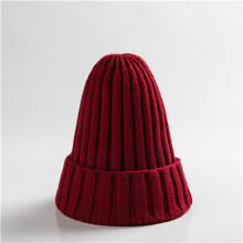 (Wine Red) New Candy Colors Winter Women Knitted Hat Warm Soft Trendy Kpop Style Wool Beanie Elegant All-match Cap