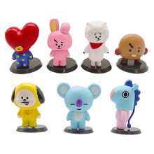 (Standing Set) 7pcsset Baby Bt21 Monitor Figures Ornaments Cake Topper Toys Birthday Gift