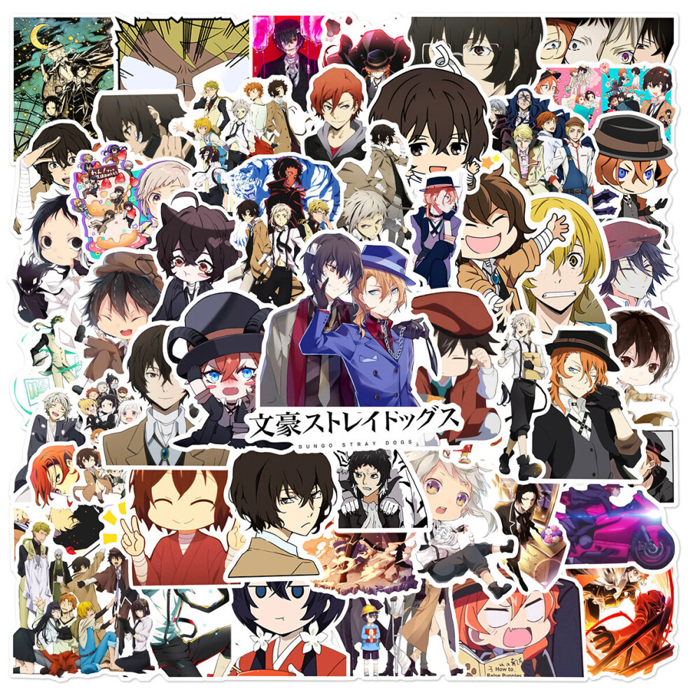 Veishet 50Pcs Bungo Stray Dogs Stickers Waterproof Reusable Decor Gift Laptop Graffiti