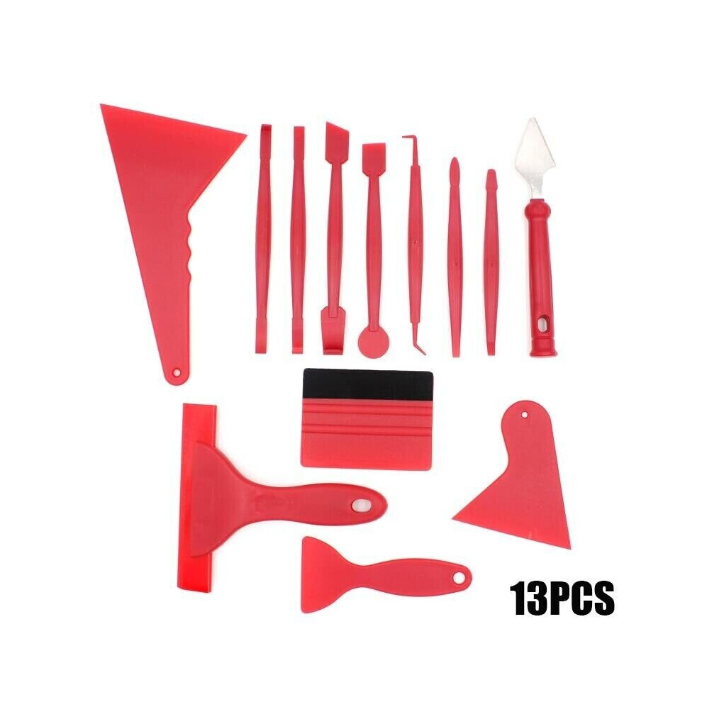 Car Wrap Vinyl Scrapers 3D Carbon Fiber Decal Film Micro Squeegee Felt Kit Tool Red 901871133128