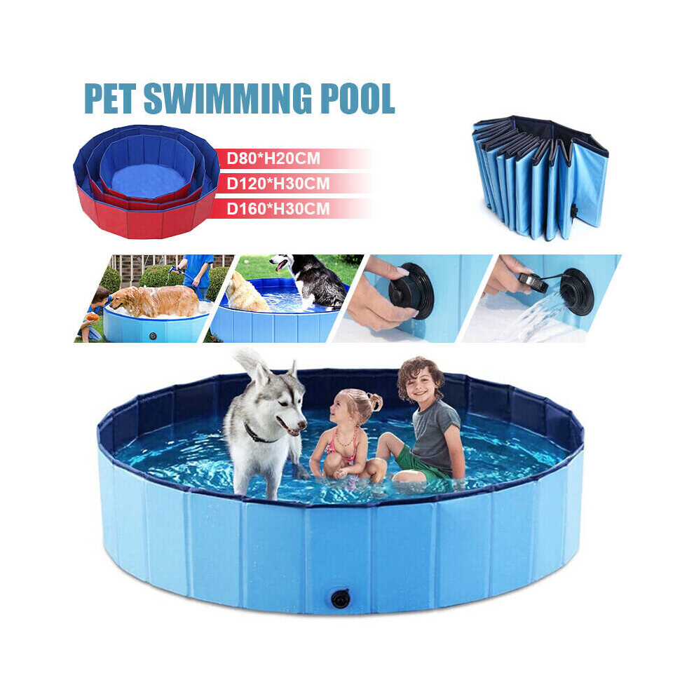 Xylfly ( Size L : 80Cm ( Dia ) X 20 Cm ) Large Folding Pet Bath Dog Swimming Pool Portable Bath Paddling Puppy Bathtub Blue