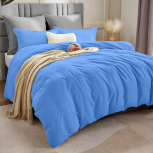 (SUPER KING, LIGHT BLUE) Plain Duvet Cover Luxury Hotel Quality Reversible Quilt Covers Bedding Set Single Double King