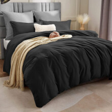 (SUPER KING, BLACK) Plain Duvet Cover Luxury Hotel Quality Reversible Quilt Covers Bedding Set Single Double King