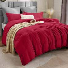 (DOUBLE, RED) Plain Duvet Cover Luxury Hotel Quality Reversible Quilt Covers Bedding Set Single Double King