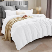 (KING, WHITE) Plain Duvet Cover Luxury Hotel Quality Reversible Quilt Covers Bedding Set Single Double King