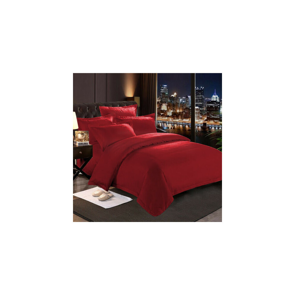 (Red, Double) Plain Duvet Cover Single Double King Bed Set Quilt