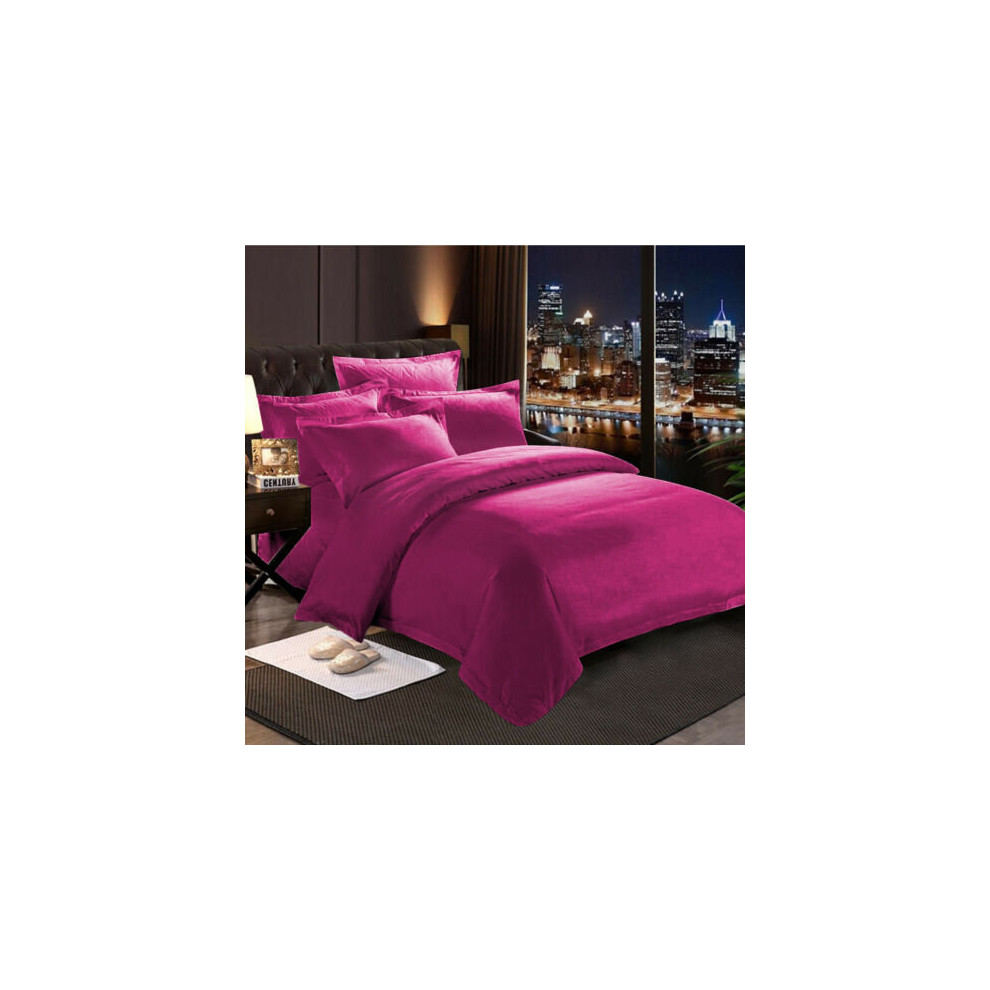 (Pink, King) Plain Duvet Cover Single Double King Bed Set Quilt