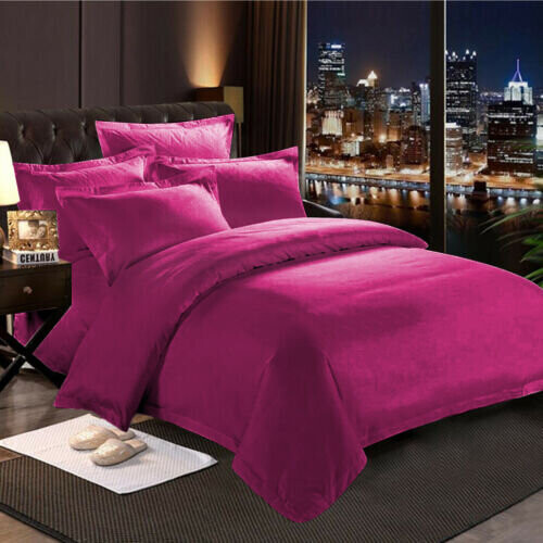 Imperial Rooms (Pink, Single) Plain Duvet Cover Single Double King Bed Set Quilt 1