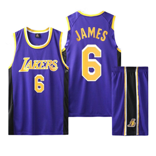 (Purple, 28) Lakers No. 6 James children's adult basketball uniform top + shorts