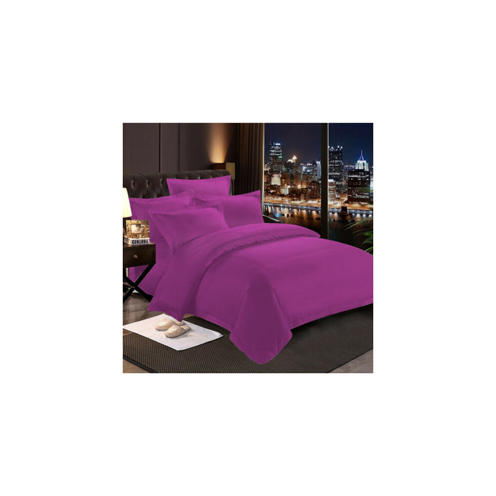 (Purple, Double) Plain Duvet Cover Single Double King Bed Set Quilt