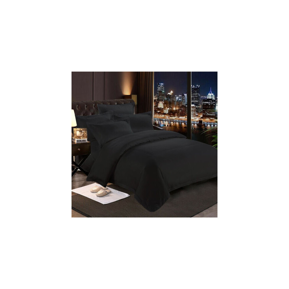 (Black , Double) Plain Duvet Cover Single Double King Bed Set Quilt