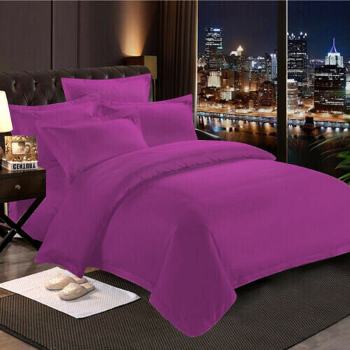 Imperial Rooms (Purple, Single) Plain Duvet Cover Single Double King Bed Set Quilt 1