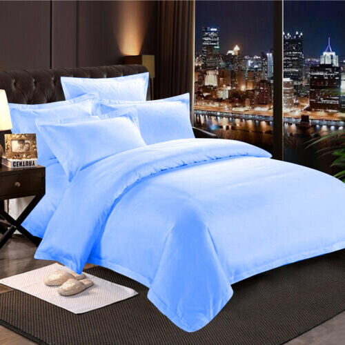 Imperial Rooms (Light Blue, King) Plain Duvet Cover Single Double King Bed Set Quilt 1