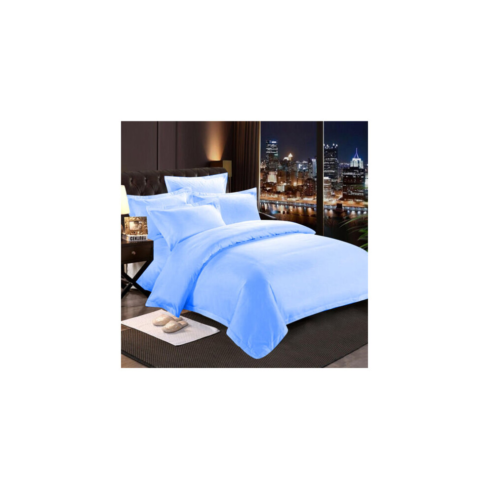 (Light Blue, King) Plain Duvet Cover Single Double King Bed Set Quilt